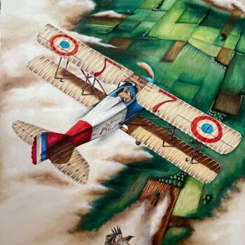 Pintura titulada "L’oiseau" por Herve Ricaud, Obra de arte original, Oleo Montado en Bastidor de camilla de madera
