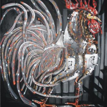 Peinture intitulée "Le coq" par Ohe, Œuvre d'art originale