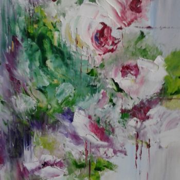 Peinture intitulée "les Roses Anciennes." par Nelly Hervieu, Œuvre d'art originale, Huile