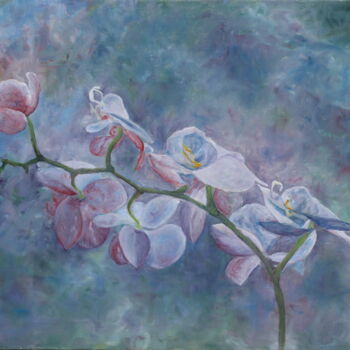 Pittura intitolato "orchidées" da Hessergée, Opera d'arte originale, Olio