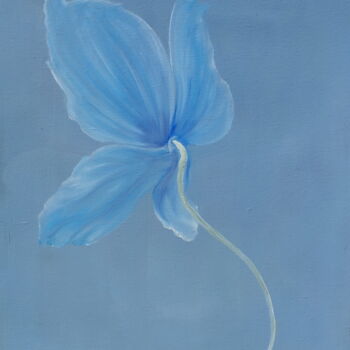 Painting titled "Poppy bleu" by Hessergée, Original Artwork, Oil