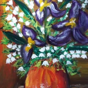 Malerei mit dem Titel "Bouquet de printemps" von Céline Liliane Heyberger, Original-Kunstwerk, Acryl