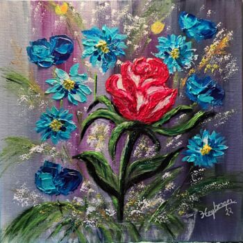 Painting titled "Pour une rose" by Céline Liliane Heyberger, Original Artwork, Acrylic