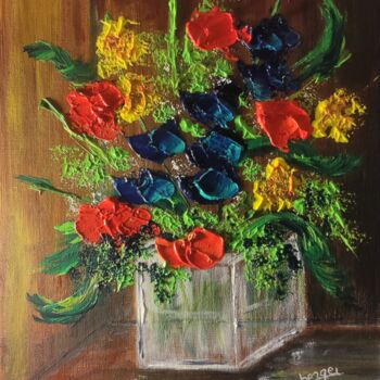 Peinture intitulée "Éclat sur les fleurs" par Céline Liliane Heyberger, Œuvre d'art originale, Acrylique