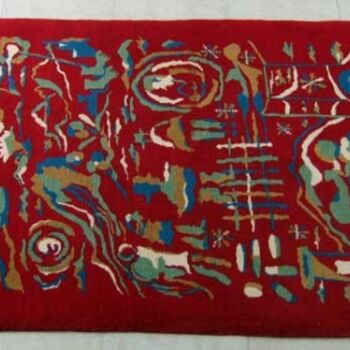 Art textile intitulée "tapis rouge" par Ziyadali Heydari, Œuvre d'art originale