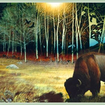 Pintura titulada "Bison. Leinwand, Ac…" por Peter Heydeck, Obra de arte original