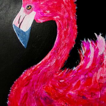 Painting titled "Peaceful Flamingo A…" by Heyleena R, Original Artwork, Acrylic
