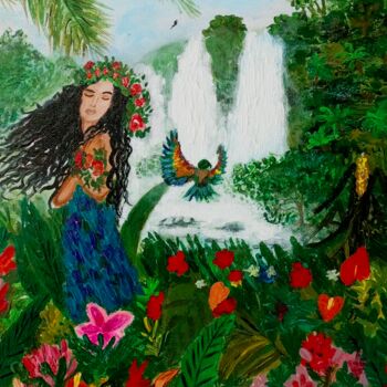 Pintura titulada "Enchanted Oasis Mys…" por Heyleena R, Obra de arte original, Acrílico