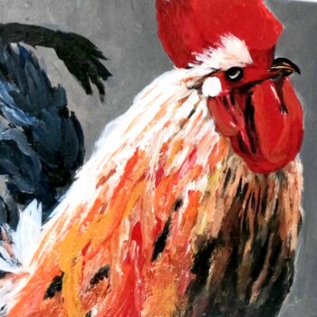 Schilderij getiteld "The Rooster" door Heyleena R, Origineel Kunstwerk, Acryl