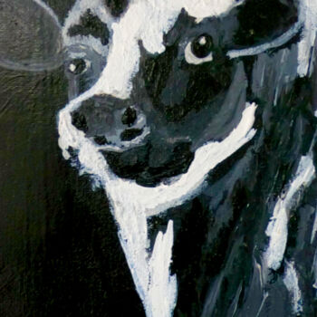 Painting titled "Monochrome Cow" by Heyleena R, Original Artwork, Acrylic