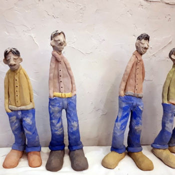 Sculpture titled "boys.jpg" by Heyoung Lee, Original Artwork, Ceramics