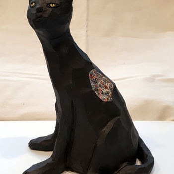 Sculpture intitulée "cat.jpg" par Heyoung Lee, Œuvre d'art originale, Céramique
