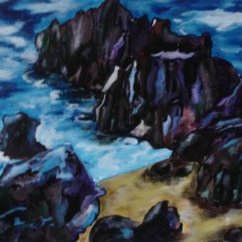 Peinture intitulée "Les rochers" par Hezan, Œuvre d'art originale