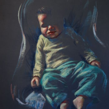 Schilderij getiteld "Une bonne sieste" door Helene Gaben Laurié, Origineel Kunstwerk, Pastel