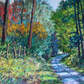 Картина под названием "route en Dordogne" - Helene Gaben Laurié, Подлинное произведение искусства, Пастель