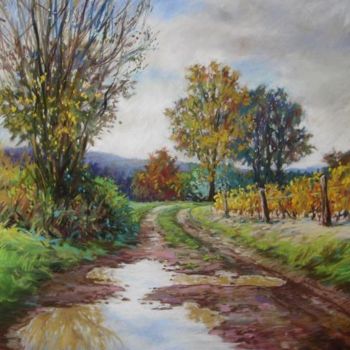 Pintura intitulada "le chemin des vigne…" por Helene Gaben Laurié, Obras de arte originais