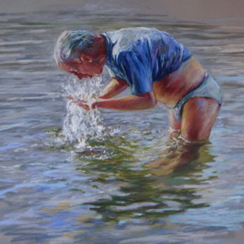 Peinture intitulée "Premier bain 2" par Helene Gaben Laurié, Œuvre d'art originale, Autre