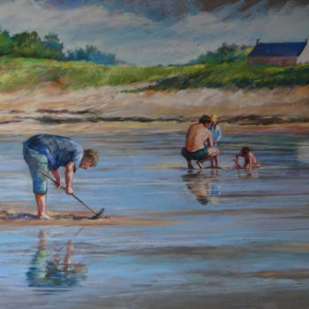 Peinture intitulée "Jeux de plage" par Helene Gaben Laurié, Œuvre d'art originale, Autre