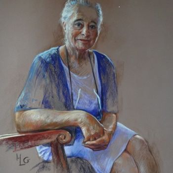 Malarstwo zatytułowany „Bonne Maman” autorstwa Helene Gaben Laurié, Oryginalna praca, Pastel