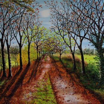 Peinture intitulée "Autumnal Walk" par Hazel Thomson, Œuvre d'art originale, Huile