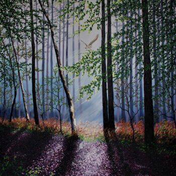 Картина под названием "Twilight Flight" - Hazel Thomson, Подлинное произведение искусства, Масло Установлен на Деревянная ра…