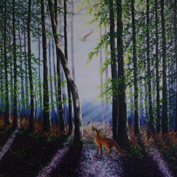 Картина под названием "Twilight Hunt" - Hazel Thomson, Подлинное произведение искусства, Масло Установлен на Деревянная рама…