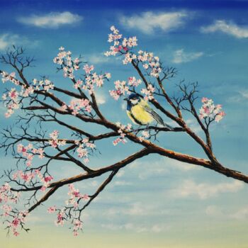 Painting titled "An Early Spring Mor…" by Hazel Thomson, Original Artwork, Oil Mounted on Wood Stretcher frame