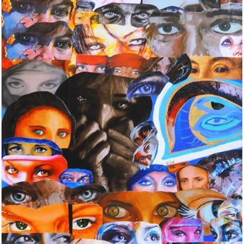 "Le langage des yeux" başlıklı Kolaj Hiba Kb tarafından, Orijinal sanat