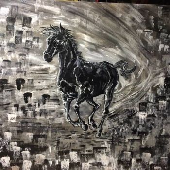 Peinture intitulée "cheval" par Hy, Œuvre d'art originale, Acrylique