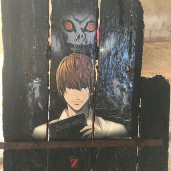 Collages titled "Manga" by Christine Hichard, Original Artwork, Collages Mounted on Wood Stretcher frame