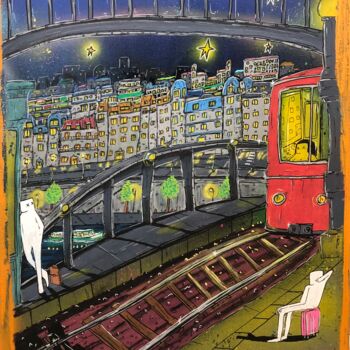 "Ligne 6 « Bir-Hakei…" başlıklı Tablo Hico tarafından, Orijinal sanat, Sprey boya Ahşap Sedye çerçevesi üzerine monte edilmiş