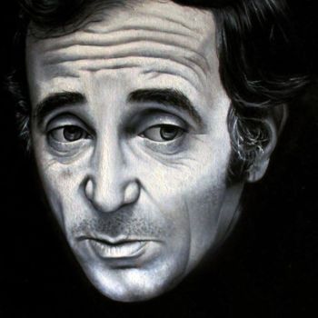 Schilderij getiteld "charles aznavour" door Serge Hidalgo, Origineel Kunstwerk, Olie