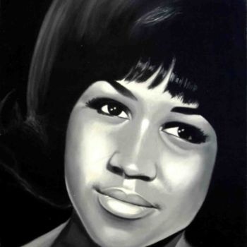 Painting titled "Aretha Franklin" by Serge Hidalgo, Original Artwork, Oil