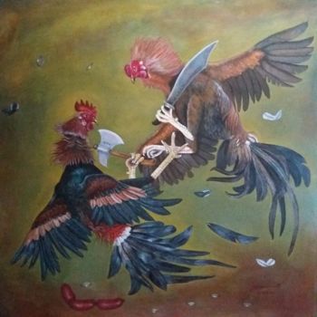 Картина под названием "Mandirigma (Feather…" - Francis Eric Dimarucut, Подлинное произведение искусства, Акрил