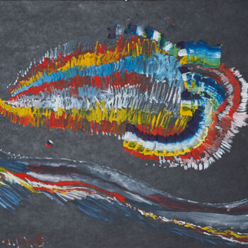 Картина под названием "FLYING LARVE" - Hilda Garman, Подлинное произведение искусства, Гуашь