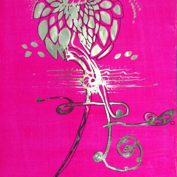 Painting titled "Fleur qui marche" by Hilda Garman, Original Artwork, Ink