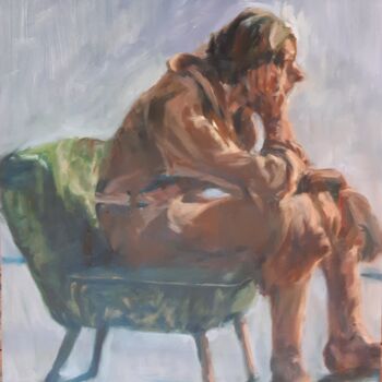 Картина под названием "model sitting with…" - Hilde Plessers, Подлинное произведение искусства, Масло