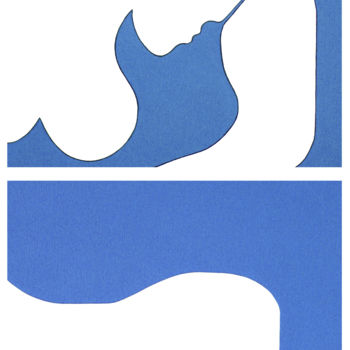 「The blue shadow」というタイトルの絵画 Hildegarde Handsaemeによって, オリジナルのアートワーク, アクリル アルミニウムにマウント