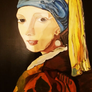 Painting titled "La jeune fille à la…" by Hilham Balar, Original Artwork, Acrylic