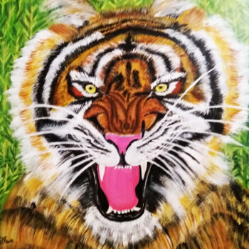绘画 标题为“Portrait d'un tigre…” 由Hilham Balar, 原创艺术品, 丙烯