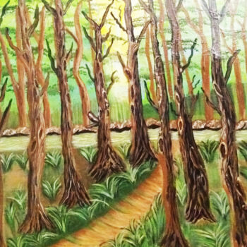 Pintura titulada "Forêt verte de Fran…" por Hilham Balar, Obra de arte original, Acrílico