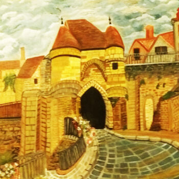 Peinture intitulée "Le château de Chaum…" par Hilham Balar, Œuvre d'art originale, Acrylique