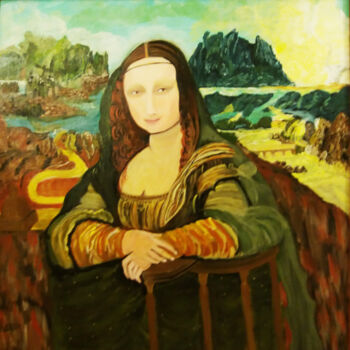 Malerei mit dem Titel "La Joconde - Léonar…" von Hilham Balar, Original-Kunstwerk, Acryl