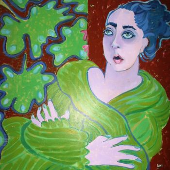 Картина под названием "The Green Wrap." - Hilary Mullany, Подлинное произведение искусства
