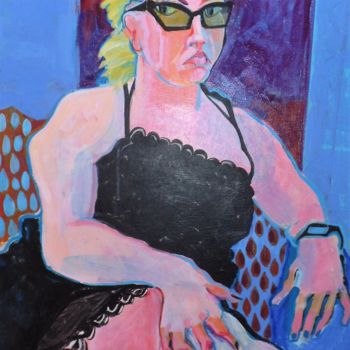 Painting titled "Girl with Glasses." by Hilary Mullany, Original Artwork, Acrylic