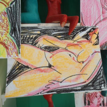 Σχέδιο με τίτλο "Nude Study 3." από Hilary Mullany, Αυθεντικά έργα τέχνης, Παστέλ