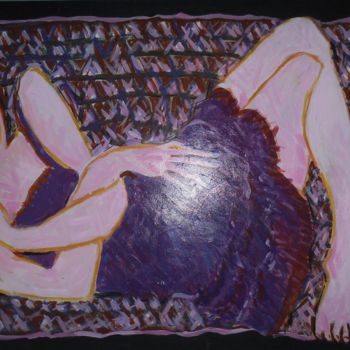 Painting titled "Girl on a Rug 2" by Hilary Mullany, Original Artwork, Acrylic