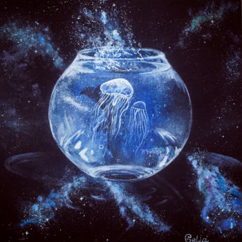Ζωγραφική με τίτλο "Jellyfish" από Геля Василиади, Αυθεντικά έργα τέχνης, Ακρυλικό