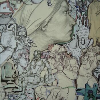 Peinture intitulée "COLLAGE 100X100 num…" par Hippo, Œuvre d'art originale, Collages
