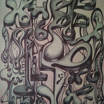 Zeichnungen mit dem Titel "QUI MANGE QUI? DESS…" von Hippo, Original-Kunstwerk, Kugelschreiber